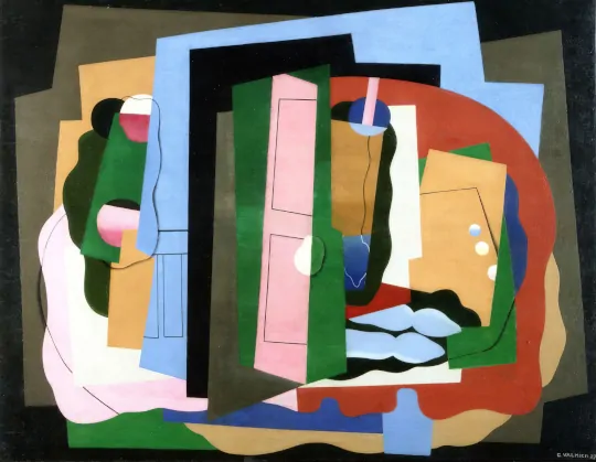 Image of the 1927 painting called The Pink Door by Georges Valmier.