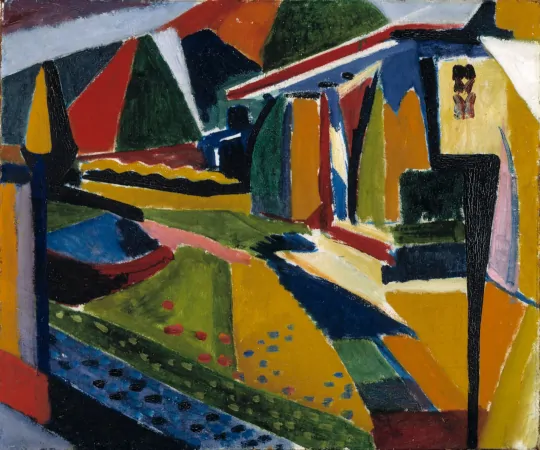Image of the 1915 painting called Abstract Landscape by H. Lyman Sayen.