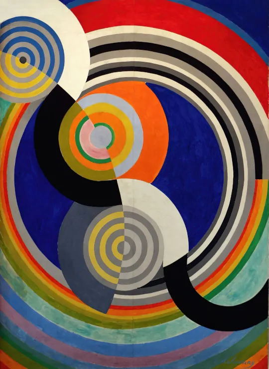 Image of the 1938 painting called Rythme n°2 by Robert Delaunay.