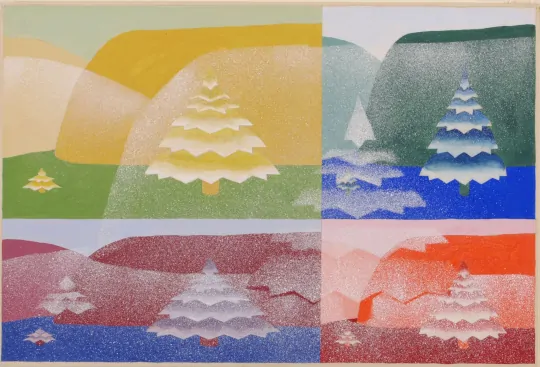 Image of the 1934 painting called Trees by Joseph Schillinger.